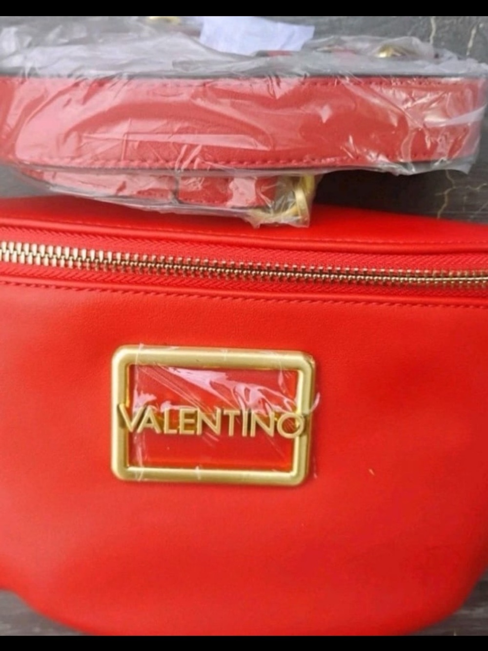 Mario Valentino Princesa Rosso Red Belt Bag Gold Accents - Picture 6 of 8